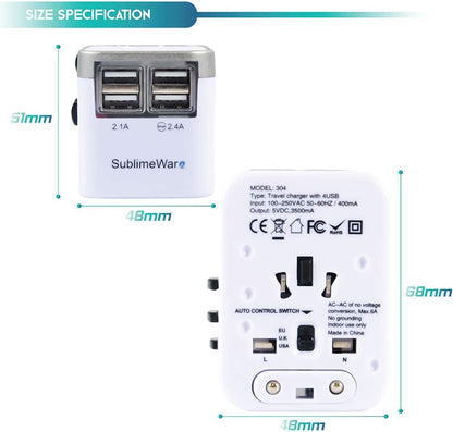 SublimeWare™ International Power Adapter - 4 USB Ports