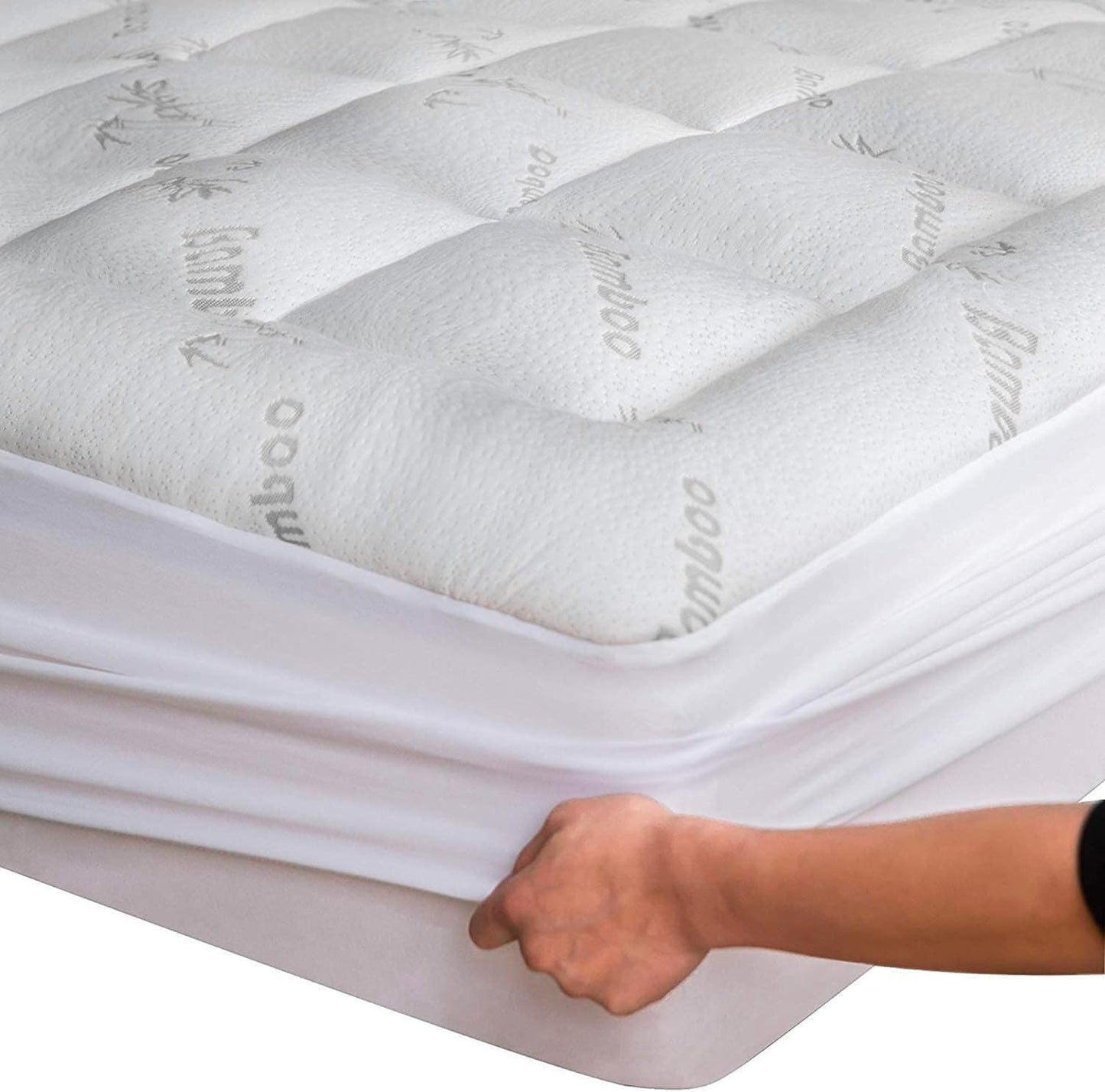 Viscose Made from Bamboo Twin Mattress Topper - Thick Cooling Breathable Pillow Top Mattress Pad for Back Pain Relief - Deep Pocket Topper Fits 8-20 Inches Mattress