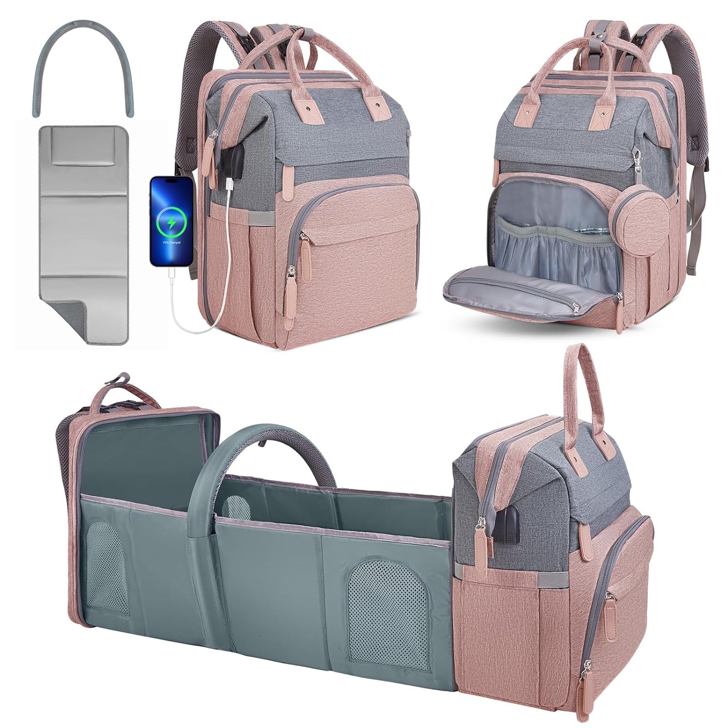 Diaper Bag Backpack -Portable Crib 