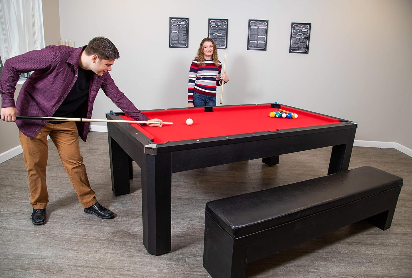 Hathaway™ Pool Table Set with Benches & Ping Pong