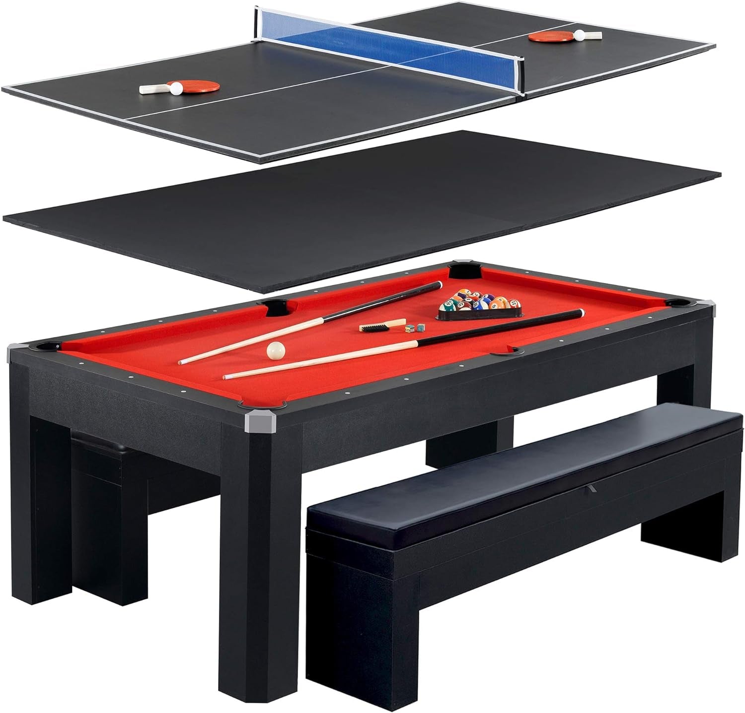 Hathaway™ Pool Table Set with Benches & Ping Pong