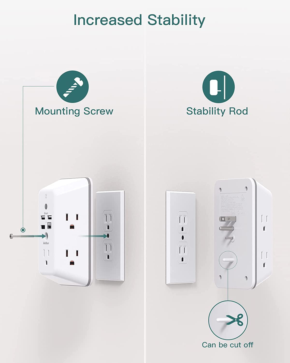 Surge Protector, Outlet Extender with Night Light,  5-Outlet Splitter and 4 USB Ports(1 USB C), USB Wall Charger Power Strip, Multi Plug Outlet for Home Office Essencials